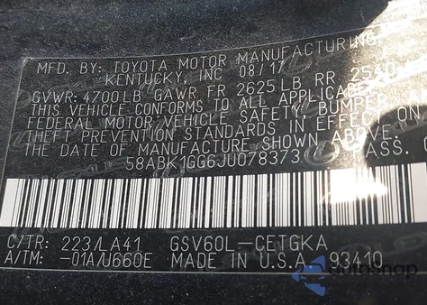 2018 Lexus Es 350 from USA, damaged, VIN 58ABK1GG6JU078373